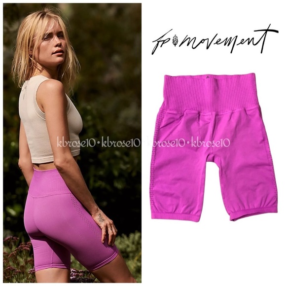 Free People FP Movement Good Karma Bike Shorts in Neon Magenta Size M/L - Picture 1 of 9